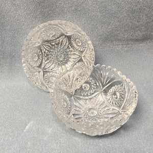 CZECH BOHEMIAN STYLE CRYSTAL SMALL NUT DISHES SET OF TWO